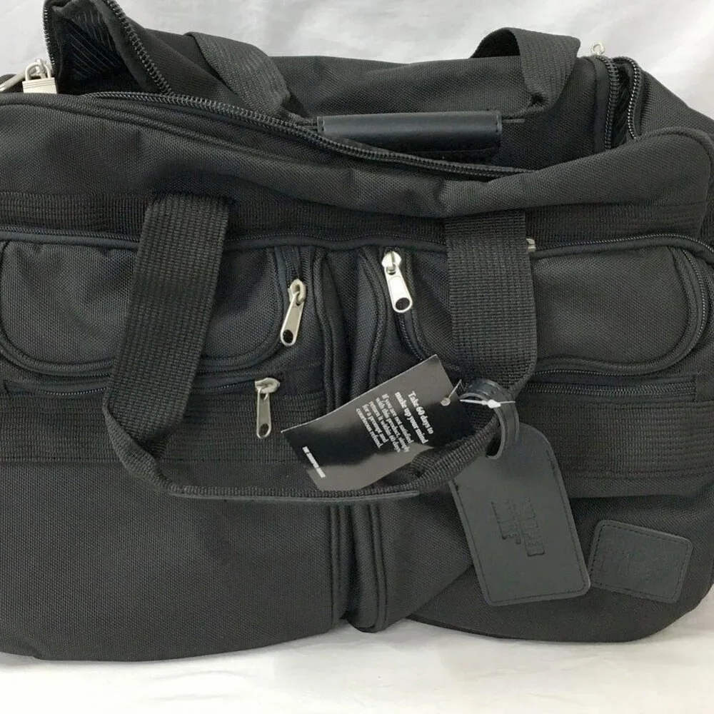 NWT Sharper Image Black Carry-On W/ Shoulder Strap / Locks Duffel Bag